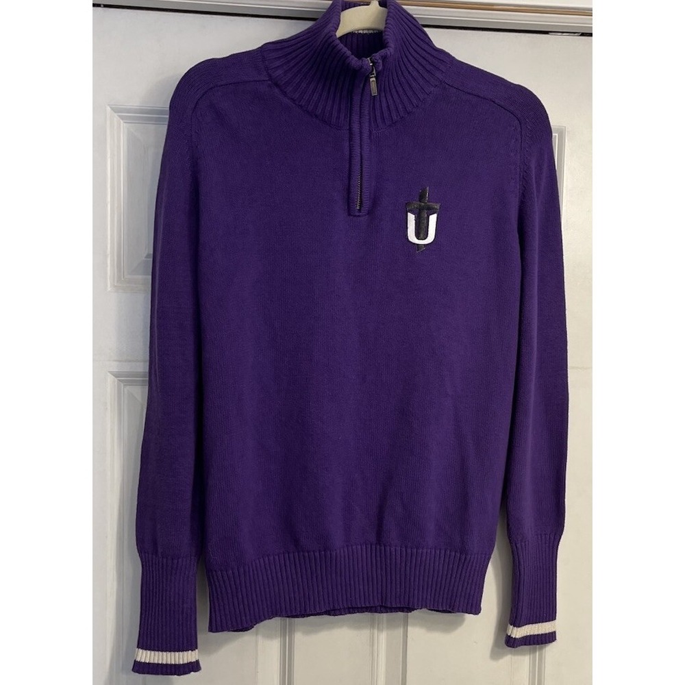 Renu Bruzer Sweater Quarter Zip Logo U Cross? Purple XL College Unknown